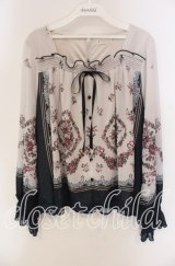 axes femme / ブーケパネル柄プルオーバー  ベージュ×ネイビー O-25-09-11-070-AX-TO-IG-ZT052