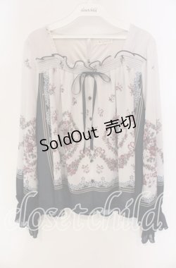 画像1: 【SALE】axes femme / ブーケパネル柄プルオーバー  ベージュ×ネイビー O-25-09-11-070-AX-TO-IG-ZT052