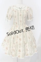 Innocent World / フラワーブーケシャーリングショートスリーブワンピース  グリーン×生成り O-25-09-11-006-IW-OP-IG-OS