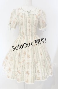 Innocent World / フラワーブーケシャーリングショートスリーブワンピース  グリーン×生成り O-25-09-11-006-IW-OP-IG-OS