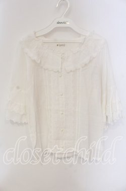 画像1: axes femme / フレア袖コットンブラウス  オフ O-25-09-11-072-AX-BL-IG-OS