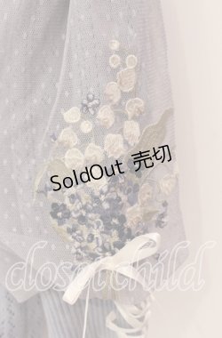 画像2: axes femme / すずらん刺繍半袖ニットカーディガン  サックス O-25-09-11-073-AX-TO-IG-OS