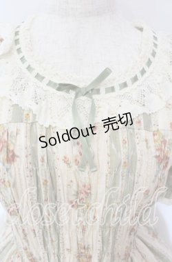画像2: Innocent World / フラワーブーケシャーリングショートスリーブワンピース  グリーン×生成り O-25-09-11-006-IW-OP-IG-OS