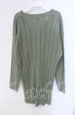 画像3: axes femme / 桜刺繍ロングニットカーデ  グリーン O-25-09-11-075-AX-TO-IG-OS
