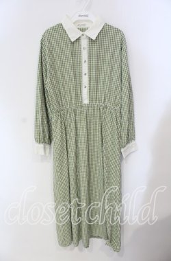 画像1: axes femme / 襟付ギンガムチェック柄ワンピース  グリーン O-25-09-11-077-AX-OP-IG-OS