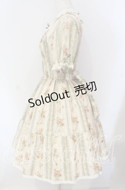 画像3: Innocent World / フラワーブーケシャーリングショートスリーブワンピース  グリーン×生成り O-25-09-11-006-IW-OP-IG-OS