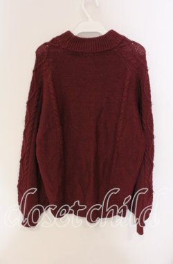 画像3: axes femme / 花刺繍ボトルネックニットプルオーバー  ワイン O-25-09-11-079-AX-TO-IG-OS