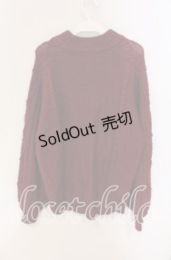 画像3: axes femme / 花刺繍ボトルネックニットプルオーバー  ワイン O-25-09-11-079-AX-TO-IG-OS