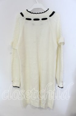 画像3: axes femme / リボン付き袖フリルニットワンピース  シロ O-25-09-11-080-AX-OP-IG-OS