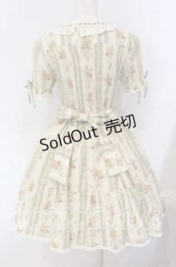 画像4: Innocent World / フラワーブーケシャーリングショートスリーブワンピース  グリーン×生成り O-25-09-11-006-IW-OP-IG-OS