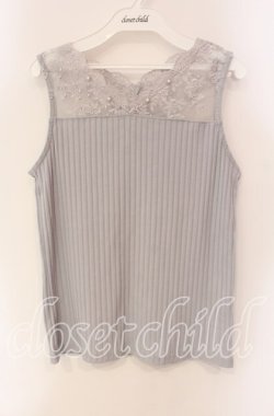 画像1: axes femme / 繊細レースタンクトップ  ライトグレー O-25-09-11-082-AX-TO-IG-OS