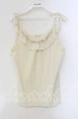 画像1: axes femme / 肩リボンレースタンク  アイボリー O-25-09-11-084-AX-TO-IG-OS