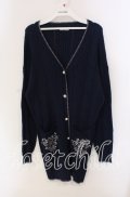 axes femme / 花刺繍ロングニットカーデ  ネイビー O-25-09-11-086-AX-TO-IG-OS