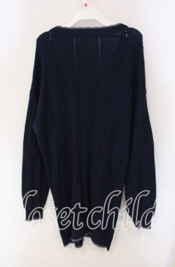 画像3: axes femme / 花刺繍ロングニットカーデ  ネイビー O-25-09-11-086-AX-TO-IG-OS
