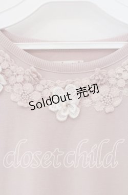 画像2: axes femme / フラワーレース配色トップス  ピンク O-25-09-11-089-AX-TO-IG-OS