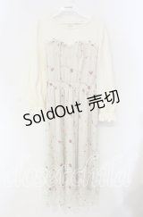 axes femme POETIQUE / チュール切替花柄ワンピース  アイボリー O-25-09-11-090-AX-OP-IG-ZT263