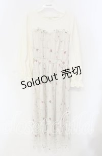 axes femme POETIQUE / チュール切替花柄ワンピース  アイボリー O-25-09-11-090-AX-OP-IG-ZT263