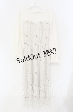 画像1: axes femme POETIQUE / チュール切替花柄ワンピース  アイボリー O-25-09-11-090-AX-OP-IG-ZT263