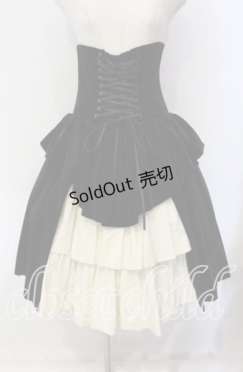 画像1: ATELIER BOZ / コルセット付き別珍スカート  ブラック×オフ O-25-09-11-014-EL-SK-IG-OS (1)