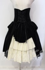 画像1: ATELIER BOZ / コルセット付き別珍スカート  ブラック×オフ O-25-09-11-014-EL-SK-IG-OS (1)
