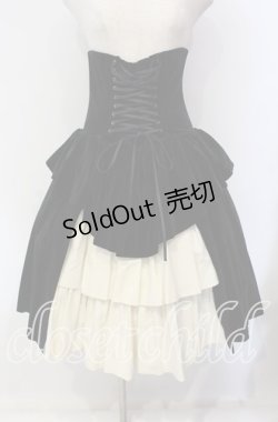 画像1: ATELIER BOZ / コルセット付き別珍スカート  ブラック×オフ O-25-09-11-014-EL-SK-IG-OS