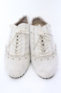 axes femme / スエードバラ刺繍バブーシュ L アイボリー O-25-09-12-001-AX-SH-IG-OS