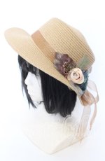 画像1: 【SALE】axes femme / フラワー雑材ハット  ナチュラル O-25-09-12-034-AX-AC-IG-ZTK004 (1)