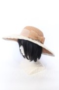 axes femme / つば広レースフラワー帽子  ブラウン O-25-09-12-036-AX-AC-IG-OS
