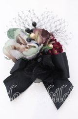 Anges et Demons / コサージュリボンクリップブローチ  クロ×アオ×ワイン O-25-09-12-052-GO-AC-OW-ZT485-F002