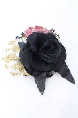 画像1: Anges et Demons / ラメコサージュクリップ  クロ O-25-09-12-053-GO-AC-OW-ZT485-F004