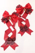 LOTUS ribbon / ツインリボンバレッタ  アカリボン×ゴールドチャーム O-25-09-12-057-EL-AC-OW-OS
