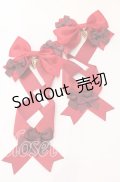 LOTUS ribbon / ツインリボンバレッタ  アカリボン×ゴールドチャーム O-25-09-12-057-EL-AC-OW-OS