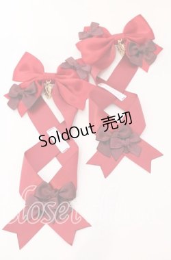 画像1: LOTUS ribbon / ツインリボンバレッタ  アカリボン×ゴールドチャーム O-25-09-12-057-EL-AC-OW-OS