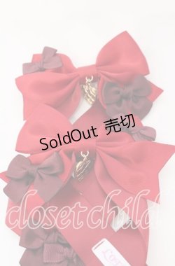 画像2: LOTUS ribbon / ツインリボンバレッタ  アカリボン×ゴールドチャーム O-25-09-12-057-EL-AC-OW-OS