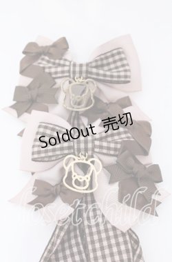 画像2: LOTUS ribbon / ツインリボンバレッタ  ブラウン×くまモチーフ O-25-09-12-062-EL-AC-OW-ZT485-F001