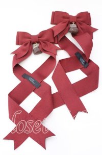 LOTUS ribbon / ツインリボンバレッタ  ワイン×ハートチョコ O-25-09-12-063-EL-AC-OW-ZT485-F001