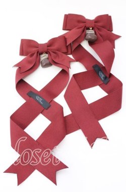 画像1: LOTUS ribbon / ツインリボンバレッタ  ワイン×ハートチョコ O-25-09-12-063-EL-AC-OW-ZT485-F001
