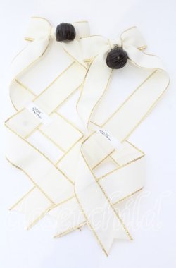画像1: LOTUS ribbon / ツインリボンバレッタ  アイボリー×ラウンドチョコ O-25-09-12-064-EL-AC-OW-ZT485-F001