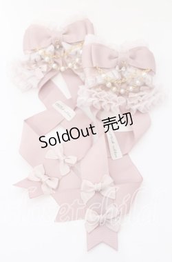 画像1: LOTUS ribbon / ツインリボンバレッタ  ピンクフリル×パールチェーン O-25-09-12-065-EL-AC-OW-OS
