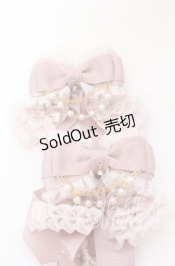 画像2: LOTUS ribbon / ツインリボンバレッタ  ピンクフリル×パールチェーン O-25-09-12-065-EL-AC-OW-OS
