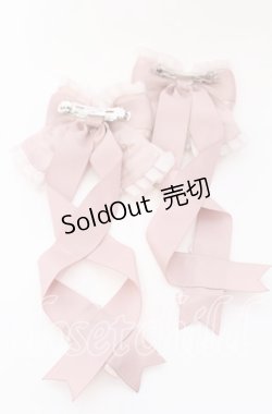 画像3: LOTUS ribbon / ツインリボンバレッタ  ピンクフリル×パールチェーン O-25-09-12-065-EL-AC-OW-OS