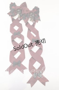 画像1: LOTUS ribbon / ツインリボンバレッタ  ボルドー×花モチーフ O-25-09-12-066-EL-AC-OW-ZT485-F001