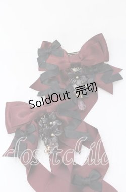 画像2: LOTUS ribbon / ツインリボンバレッタ  ボルドー×花モチーフ O-25-09-12-066-EL-AC-OW-ZT485-F001