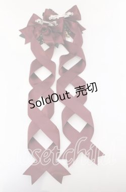 画像3: LOTUS ribbon / ツインリボンバレッタ  ボルドー×花モチーフ O-25-09-12-066-EL-AC-OW-ZT485-F001