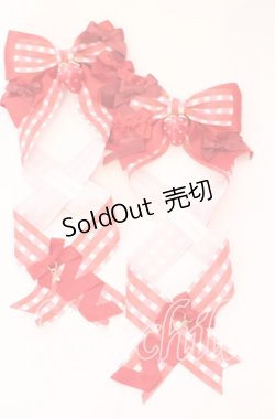 画像1: LOTUS ribbon / ツインリボンクリップ  アカギンガム×イチゴ O-25-09-12-067-EL-AC-OW-ZT485-F001