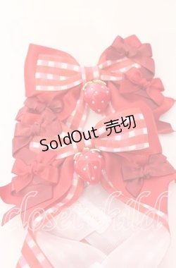 画像2: LOTUS ribbon / ツインリボンクリップ  アカギンガム×イチゴ O-25-09-12-067-EL-AC-OW-ZT485-F001