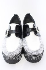 DearMyLove / 厚底メイドフリルシューズ 23.5cm クロ×シロ O-25-09-12-006-EL-SH-IG-ZT-K001