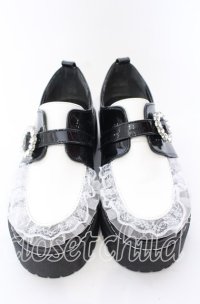 DearMyLove / 厚底メイドフリルシューズ 23.5cm クロ×シロ O-25-09-12-006-EL-SH-IG-ZT-K001