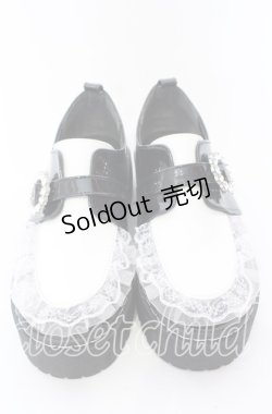 画像1: 【SALE】DearMyLove / 厚底メイドフリルシューズ 23.5cm クロ×シロ O-25-09-12-006-EL-SH-IG-ZT-K001