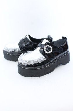 画像4: DearMyLove / 厚底メイドフリルシューズ 23.5cm クロ×シロ O-25-09-12-006-EL-SH-IG-ZT-K001